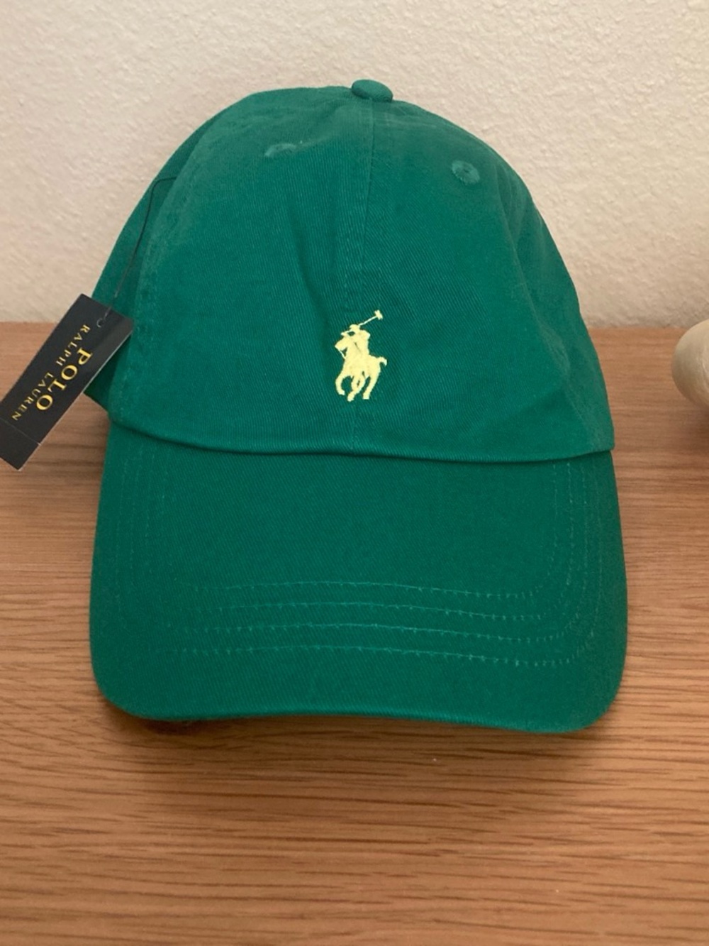 Ralph Lauren Green Kids Cap with Yellow Pony Embroidery